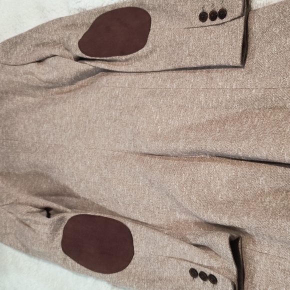 Tommy Hilfiger Women's Tan Marled Knit Blazer Elbow Patches Jacket Size 2 Preppy - Picture 11 of 16